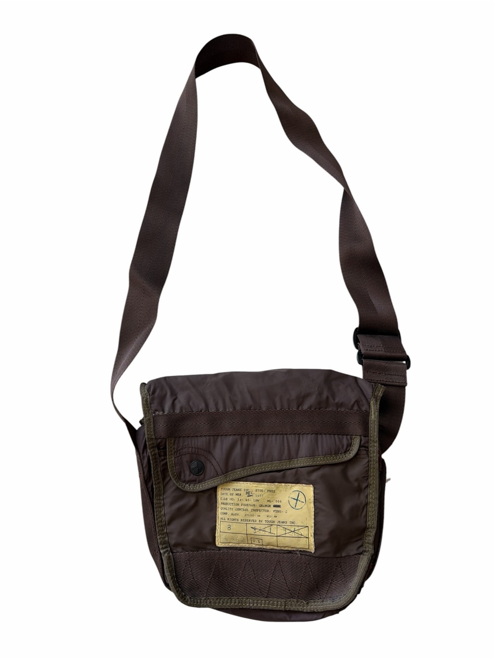 Tough Jeansmith Brown Crossbody Military Tactical Style Messenger Bag Brown